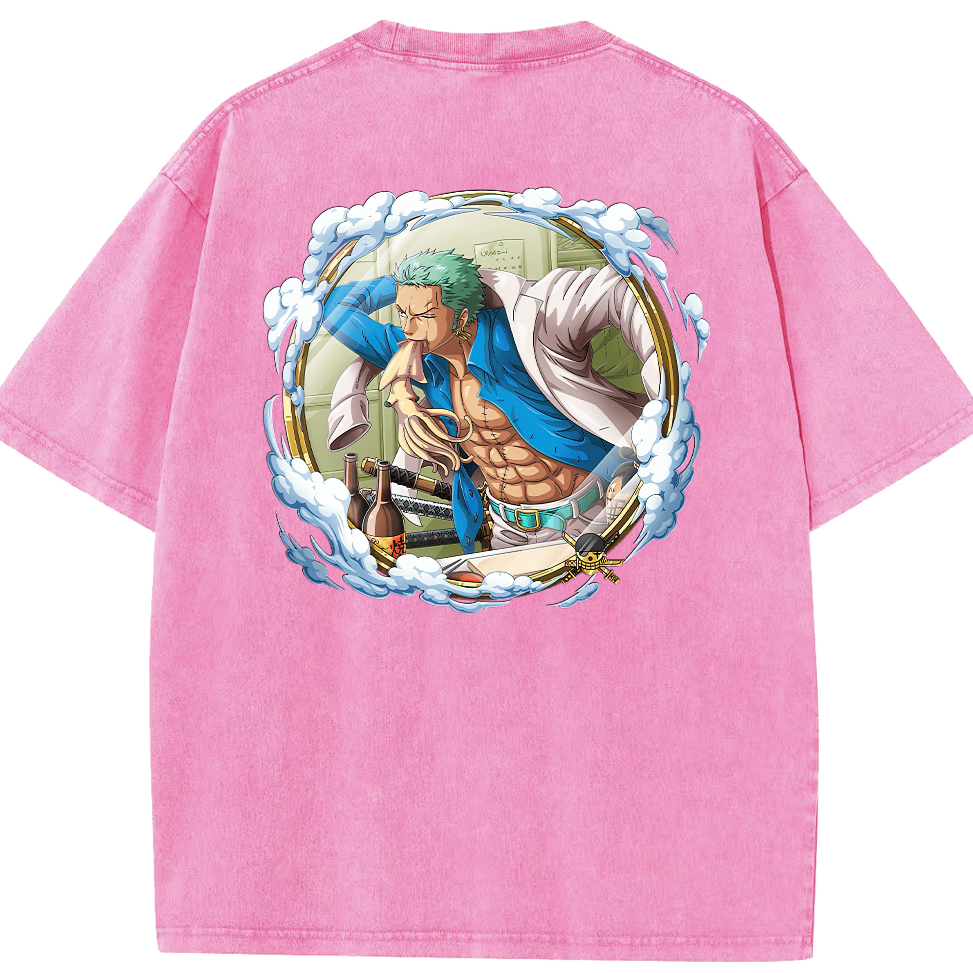 ワンピース ロロノア・ゾロ ONE PIECE Roronoa Zoro 綿100% ヴィンテージ風 半袖Tシャツ（背面プリント）